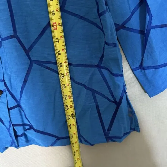 New Ali Miles Medium Blue Black Artsy Lagenlook Textured 3/4 Sleeve Art To Wear - Picture 11 of 14